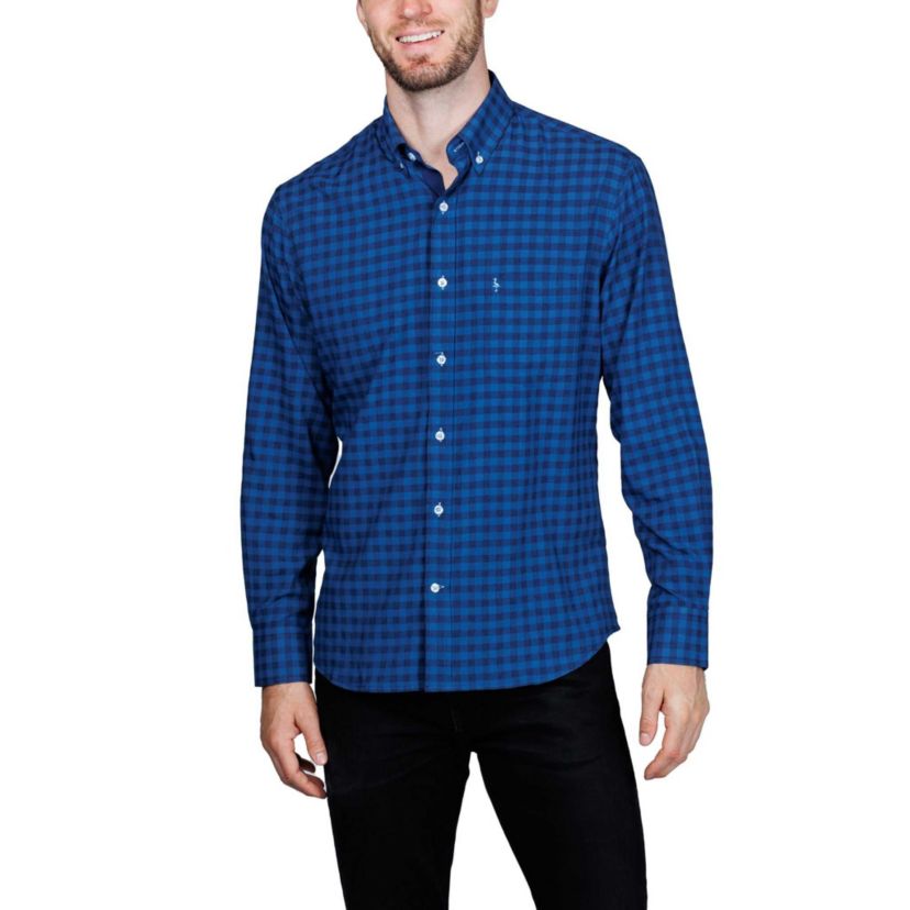 Gingham Printed Performance Long Sleeve Shirt