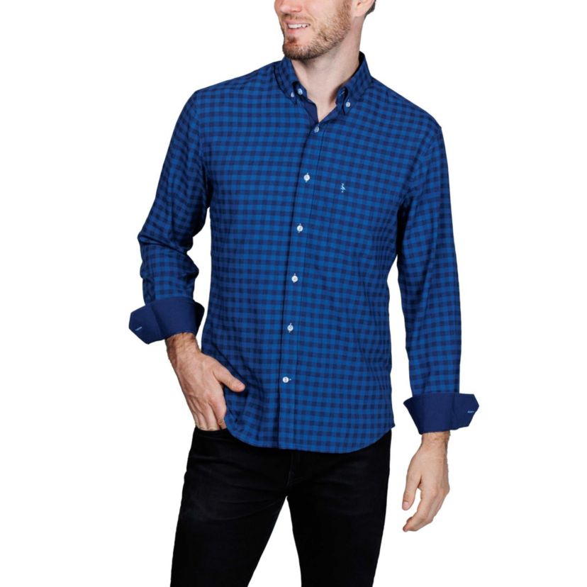 Gingham Printed Performance Long Sleeve Shirt