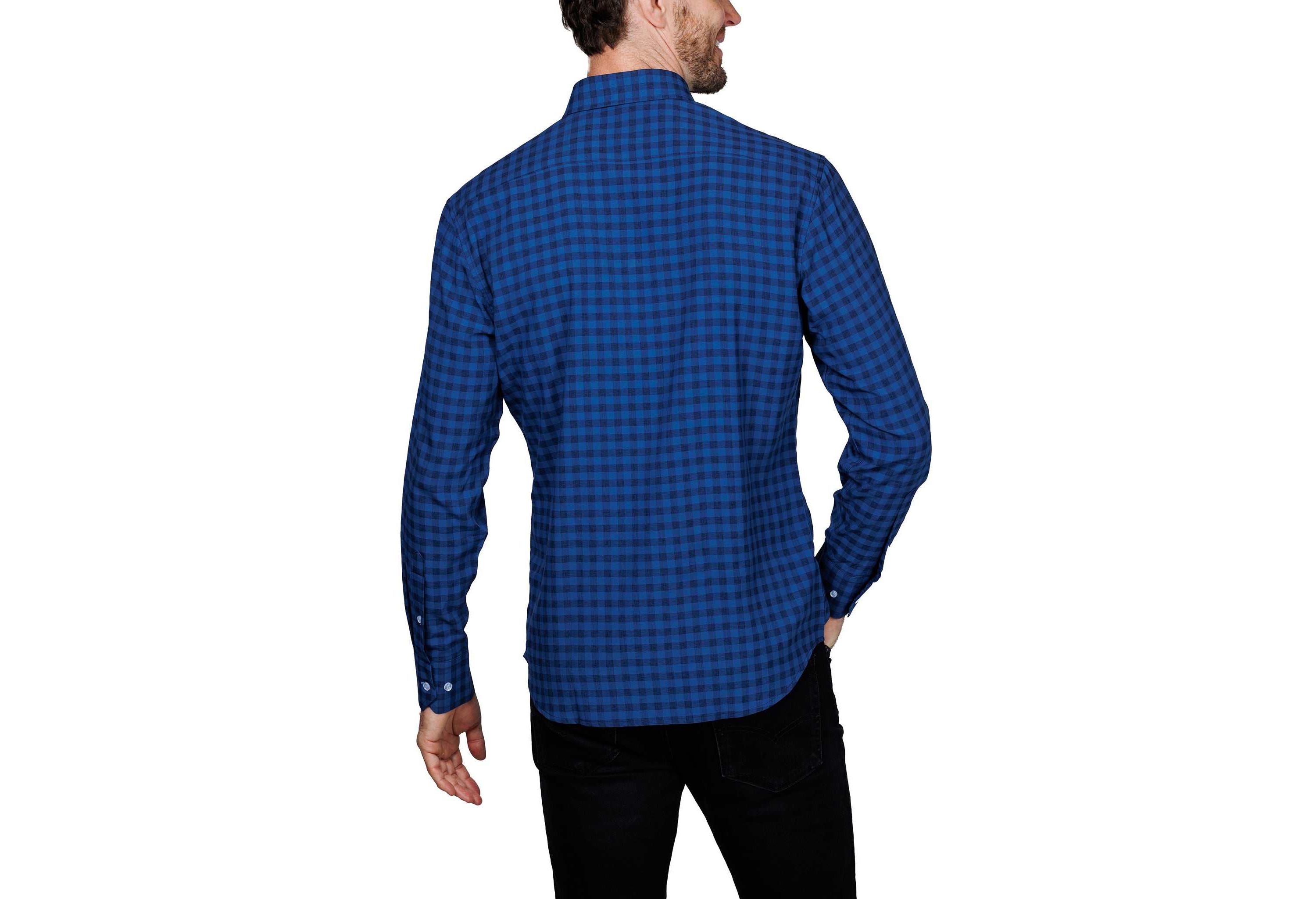 Gingham Printed Performance Long Sleeve Shirt