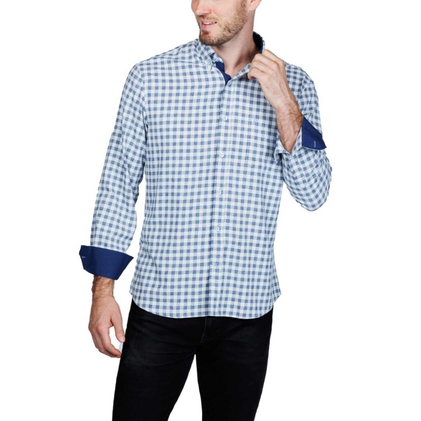 Gingham Printed Performance Long Sleeve Shirt