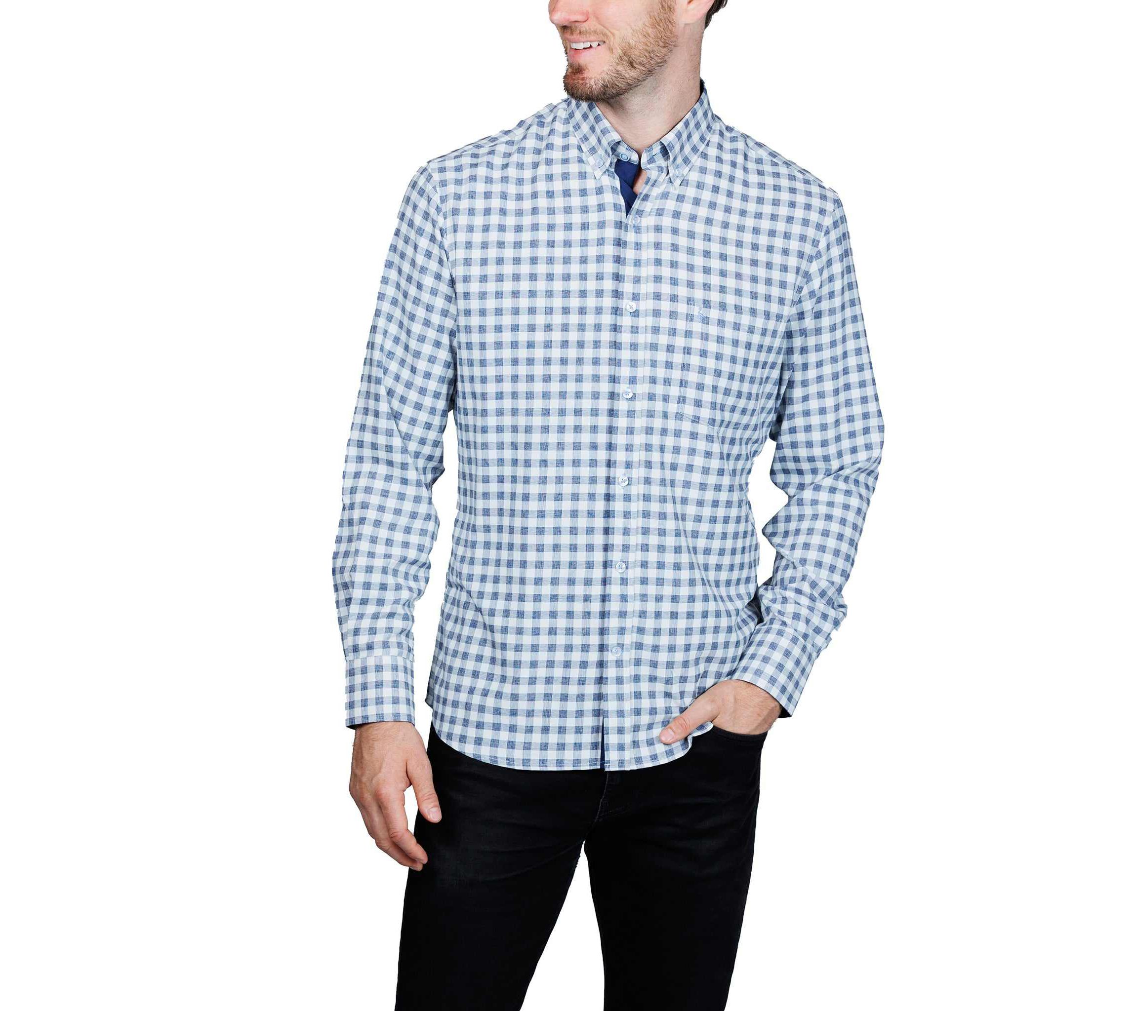 Gingham Printed Performance Long Sleeve Shirt
