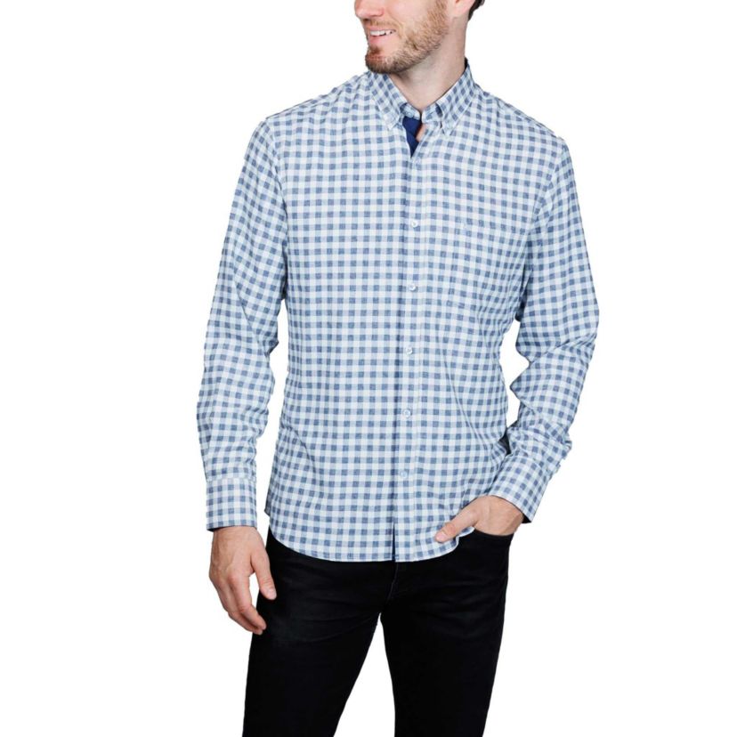 Gingham Printed Performance Long Sleeve Shirt