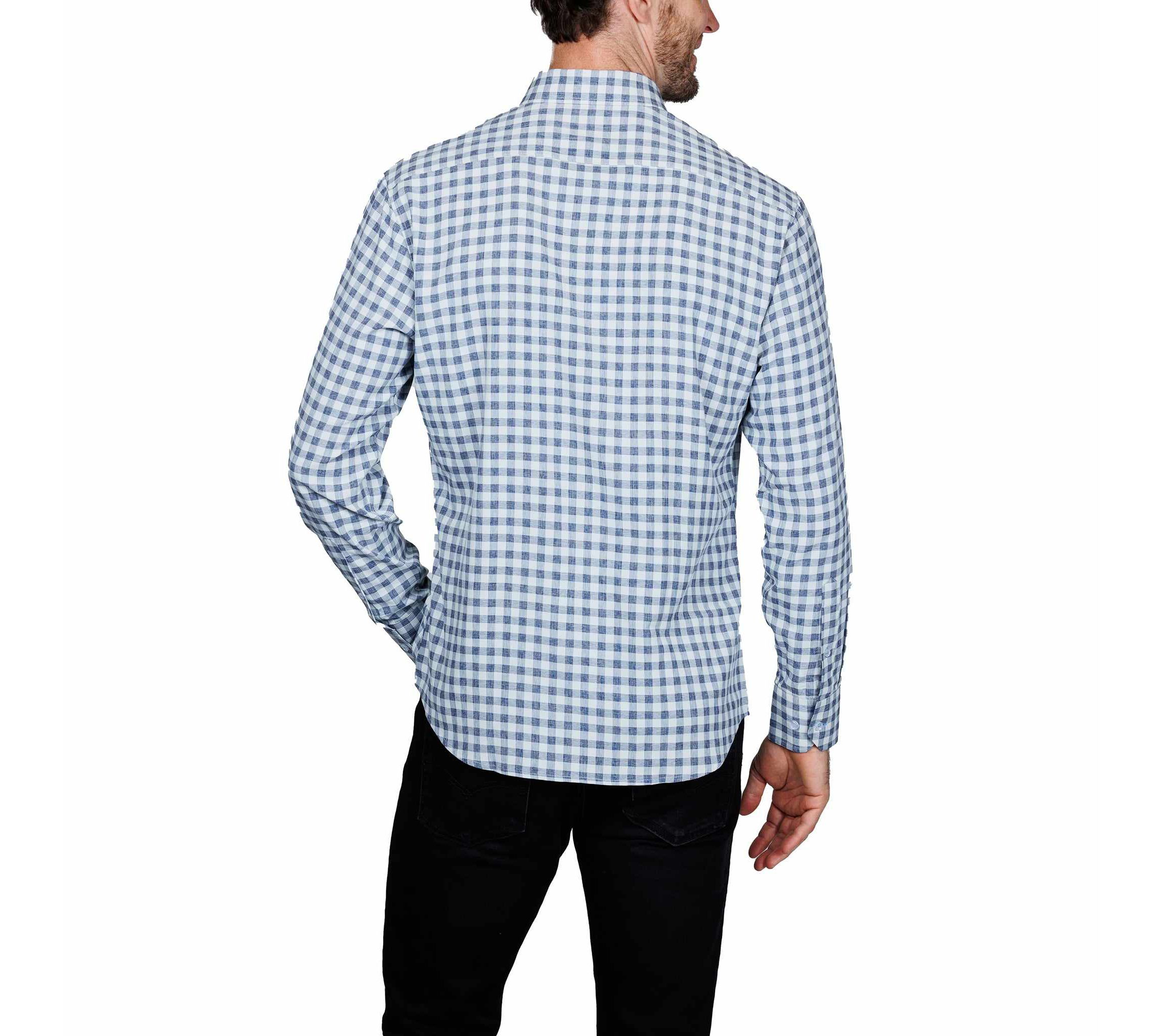 Gingham Printed Performance Long Sleeve Shirt