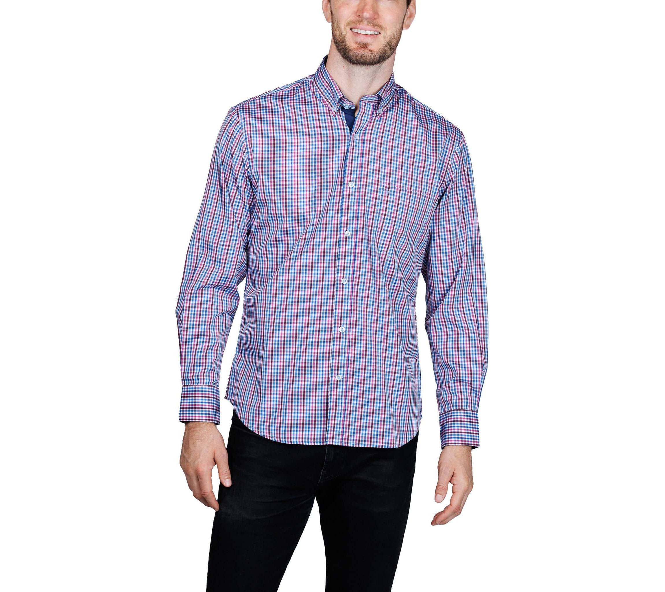 Multi Check Printed Performance Long Sleeve Shirt