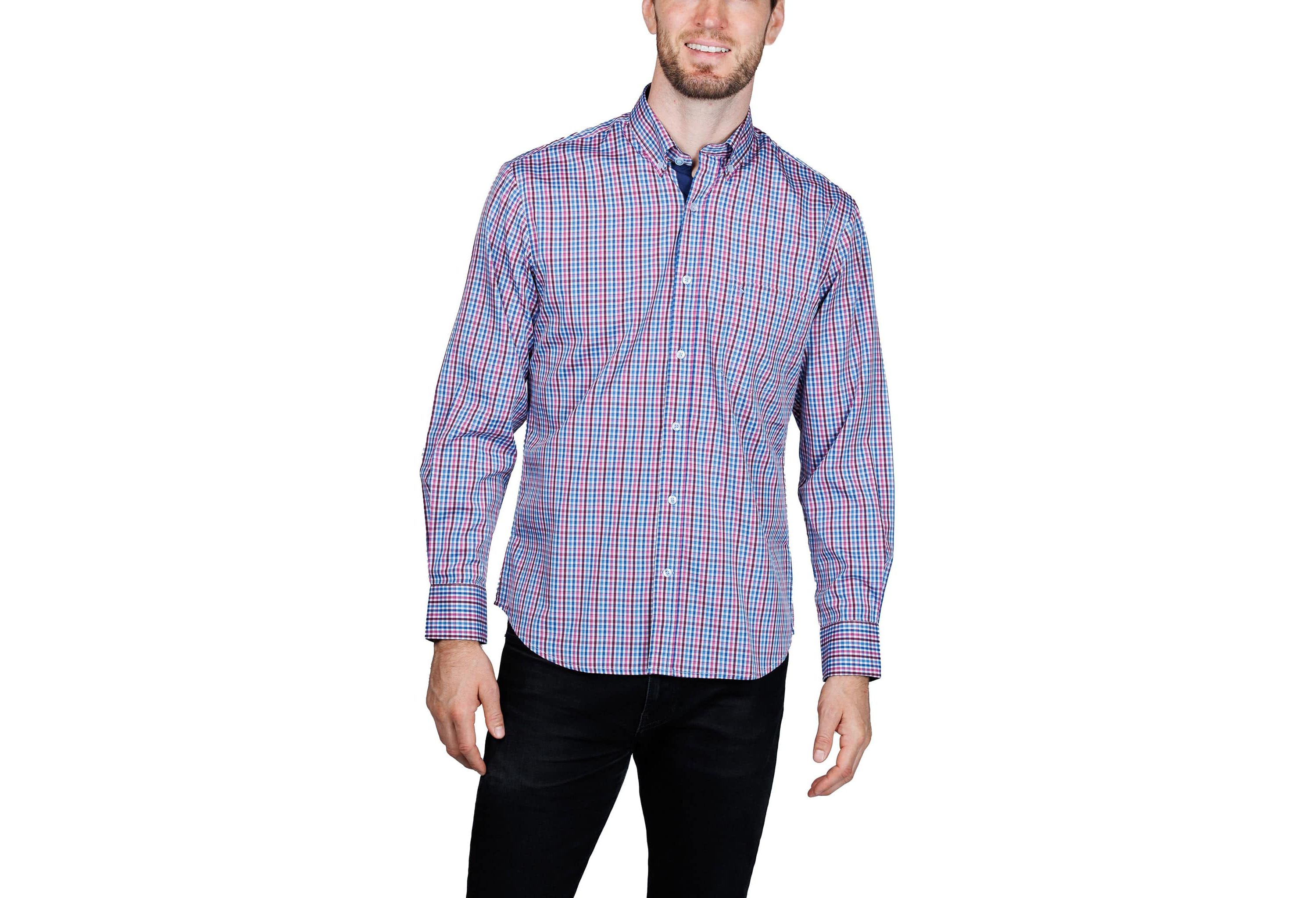 Multi Check Printed Performance Long Sleeve Shirt