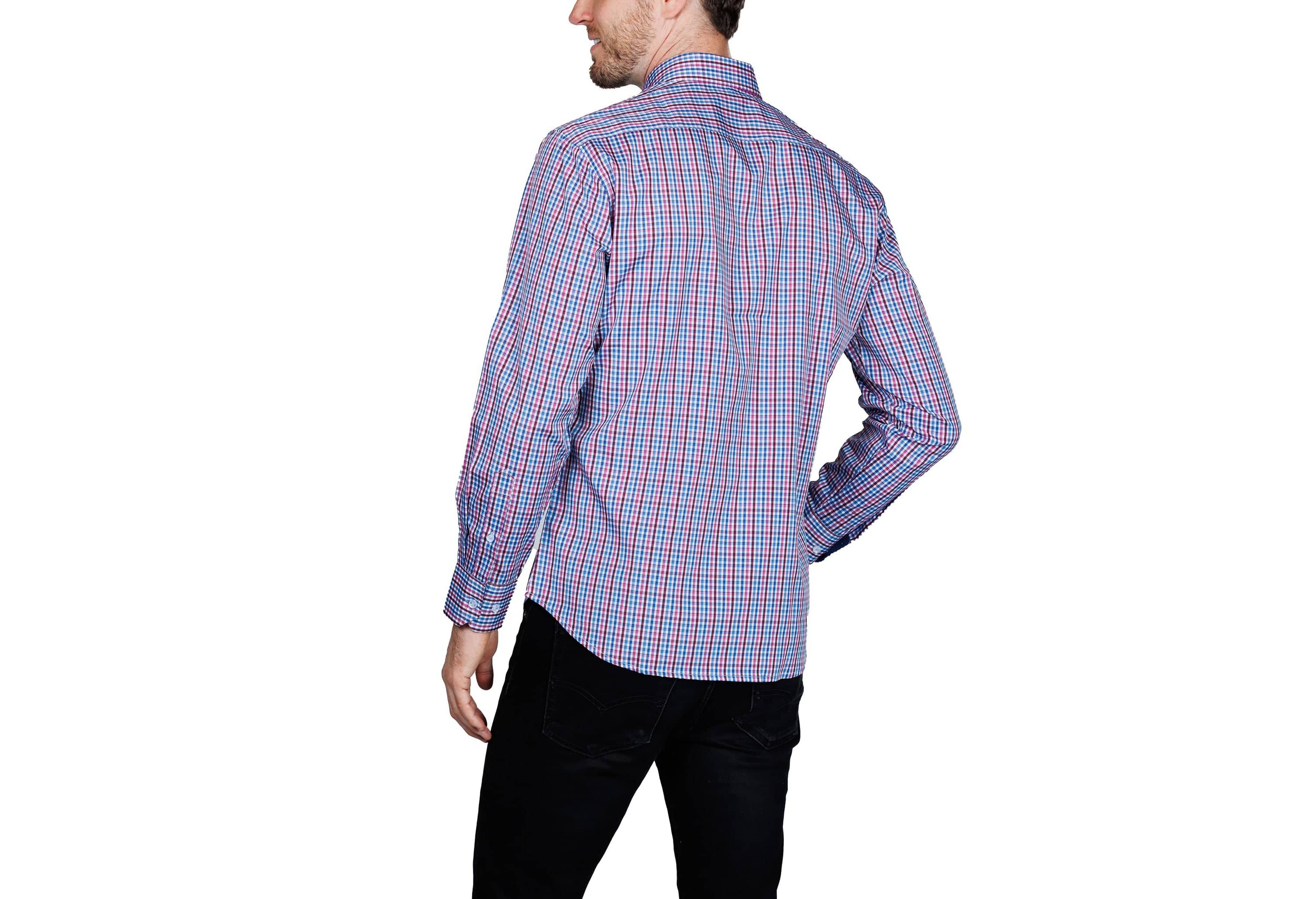 Multi Check Printed Performance Long Sleeve Shirt