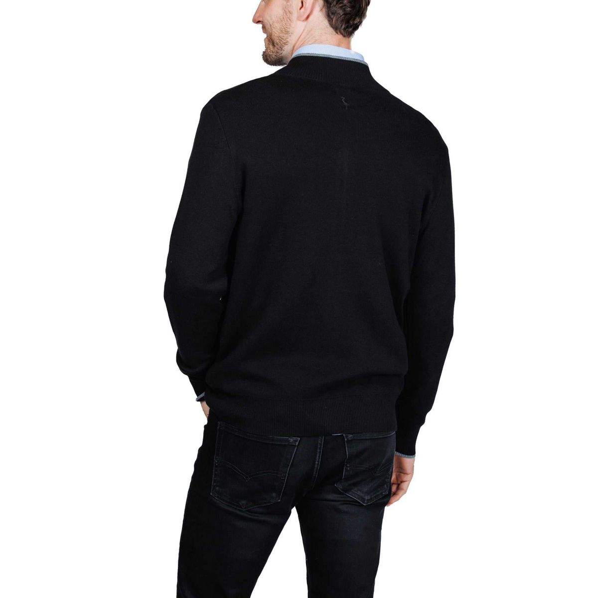 Fine Knit Full Zip Mock Neck Sweater