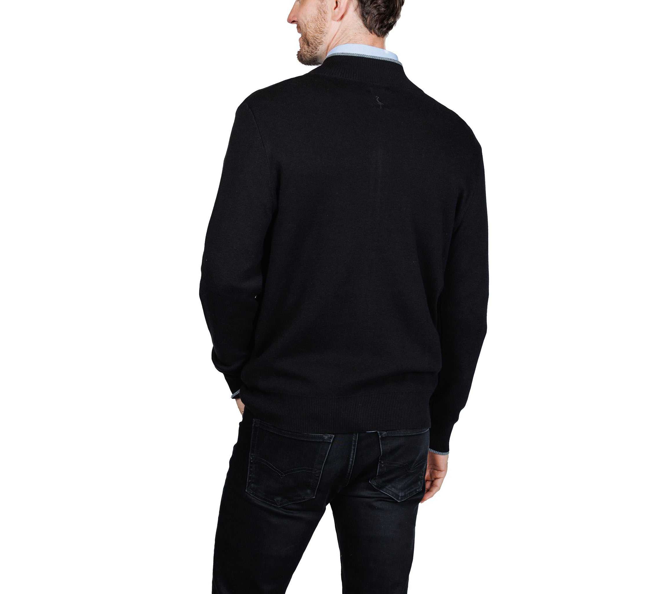 Fine Knit Full Zip Mock Neck Sweater