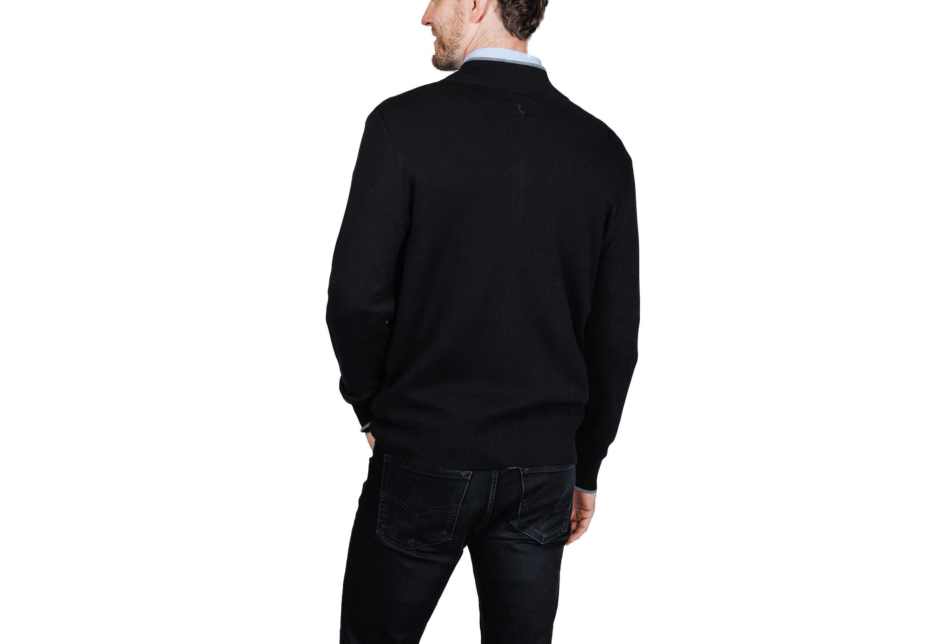 Fine Knit Full Zip Mock Neck Sweater