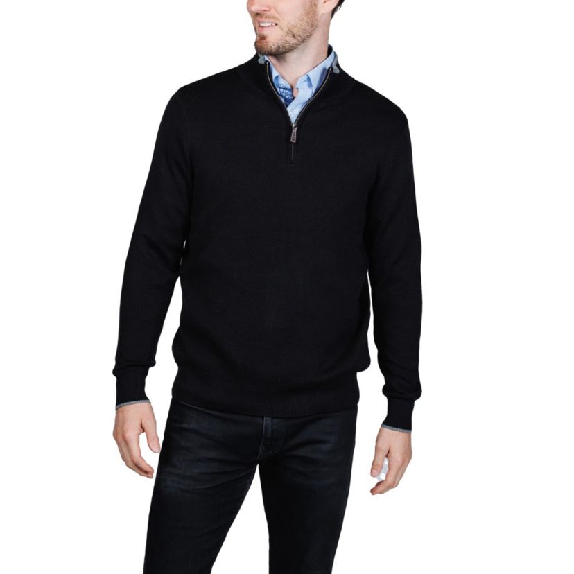 Fine Knit Quarter Zip Sweater