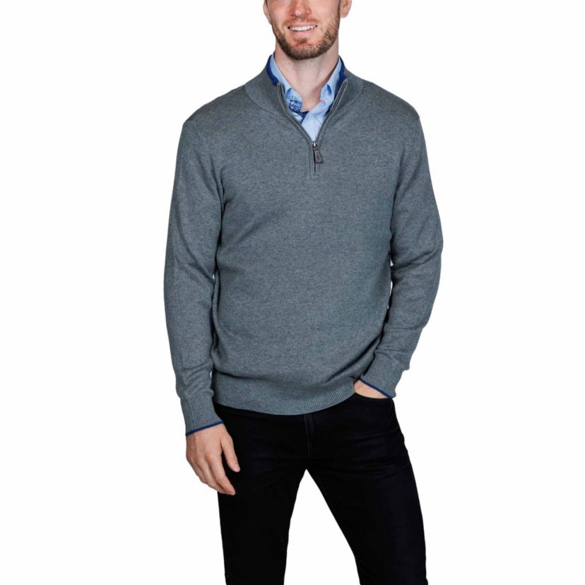 Fine Knit Quarter Zip Pullover Vest