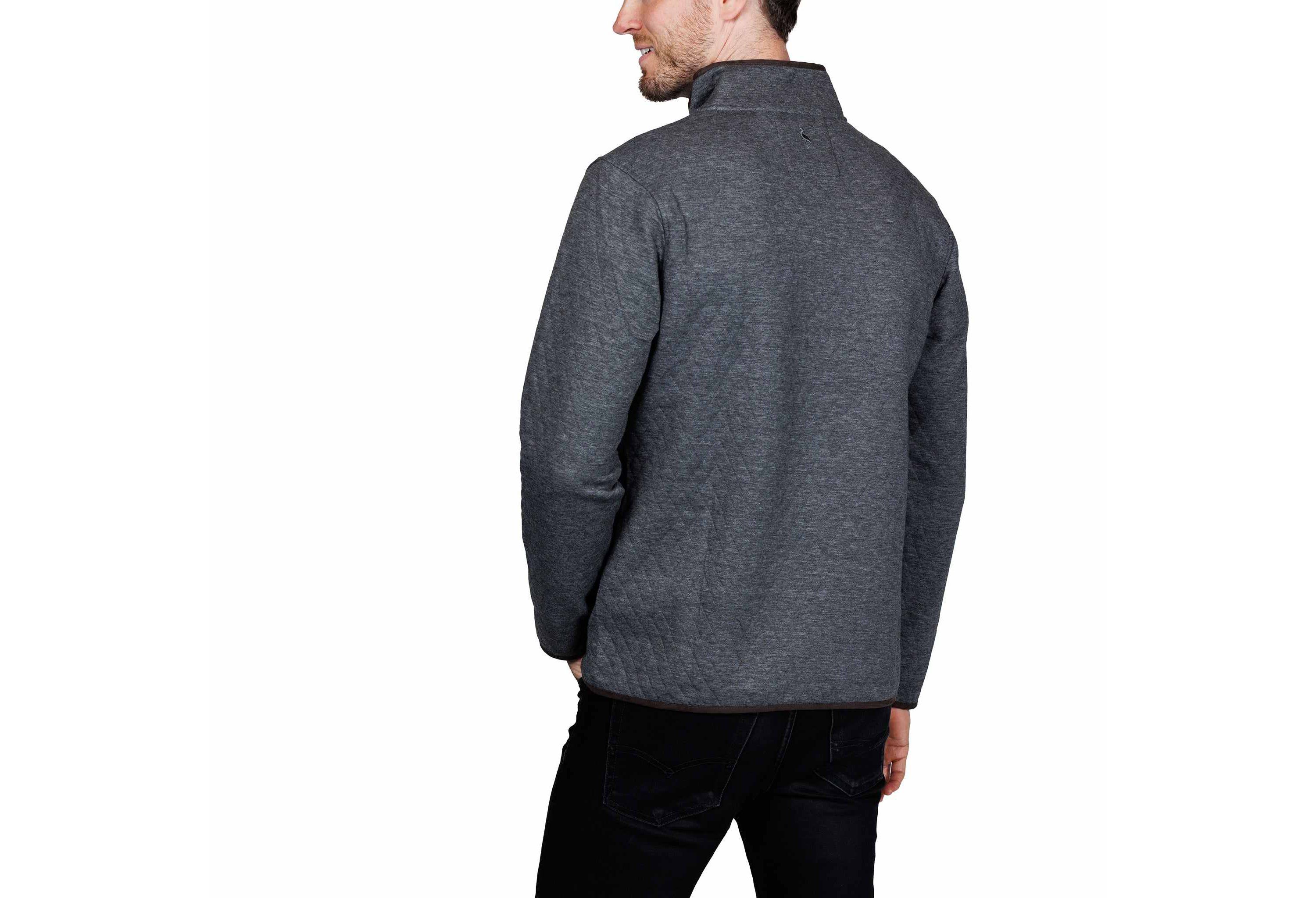 Quilted Quarter Zip with Suede Trim