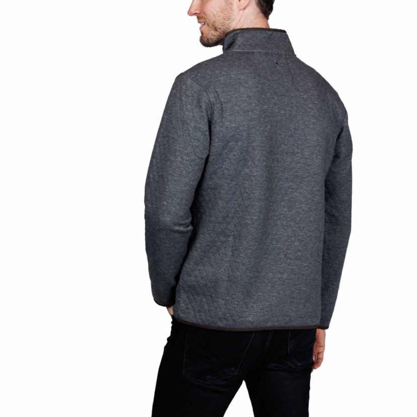 Quilted Quarter Zip with Suede Trim