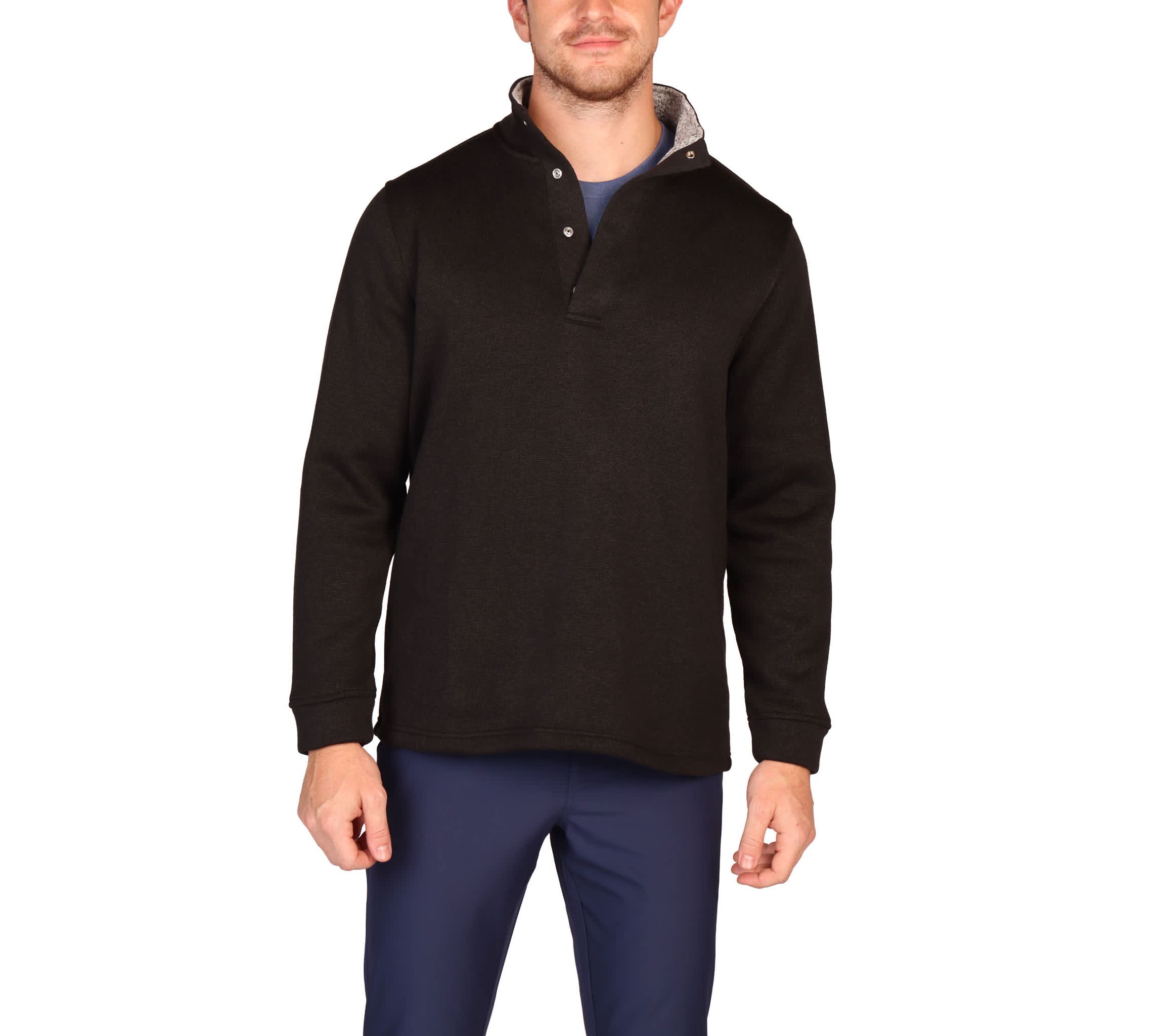 Sweater Knit Snap Placket Pullover
