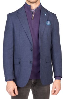TailorByrd Men's Solid Slub Textured Sportcoat, Navy Blue, 40 Long