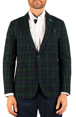 TailorByrd Men's Holiday Blackwatch Plaid Sport Coat, Green, 42 Short