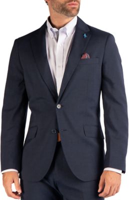 TailorByrd Men's Textured GridMelange Sport Coat, Navy Blue, 48 Long