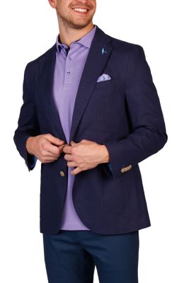TailorByrd Men's Linen Blend Sportcoat, Navy Blue, 46 Short