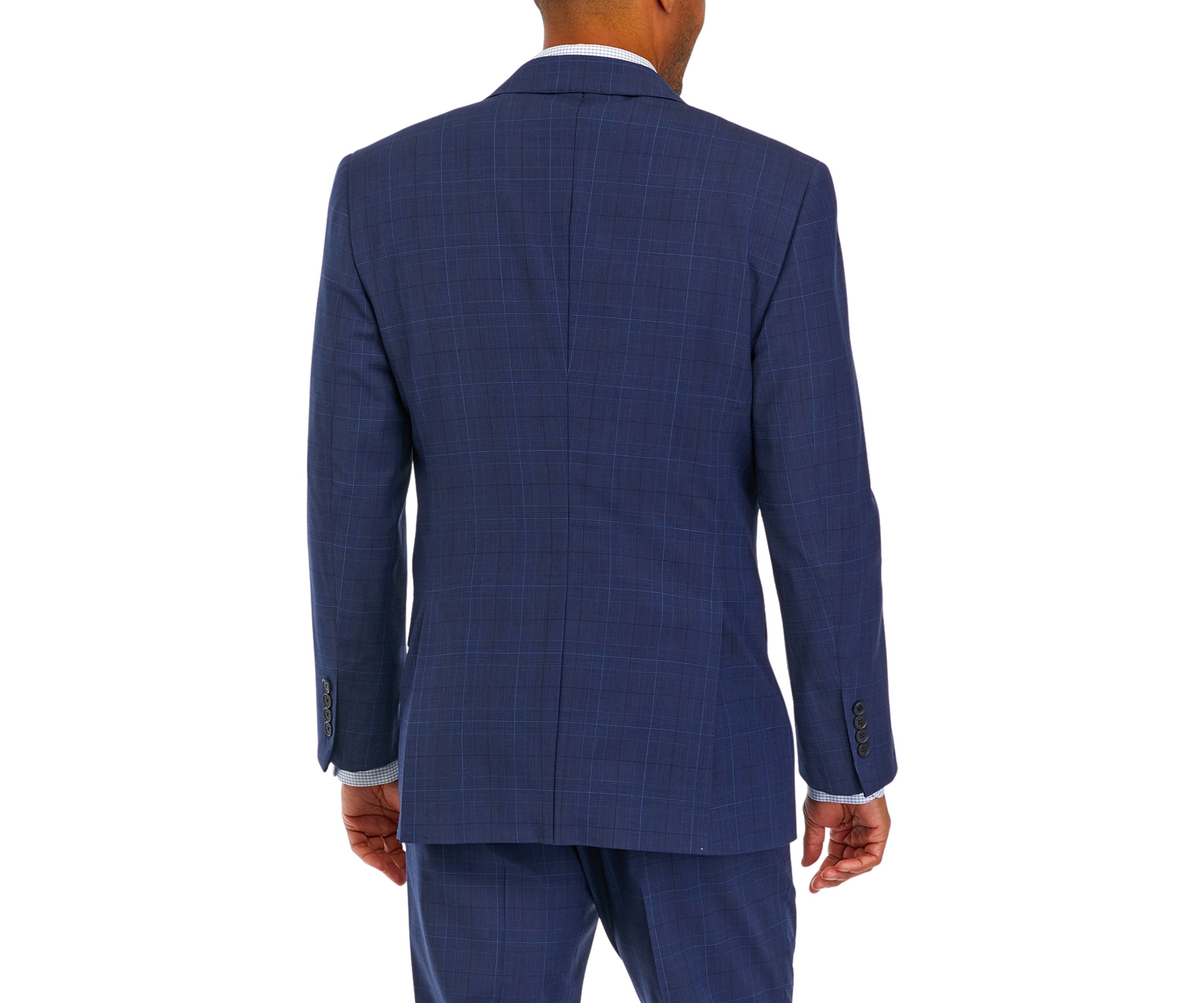 Mens Plaid Wool Stretch Classic Fit Suit Jacket
