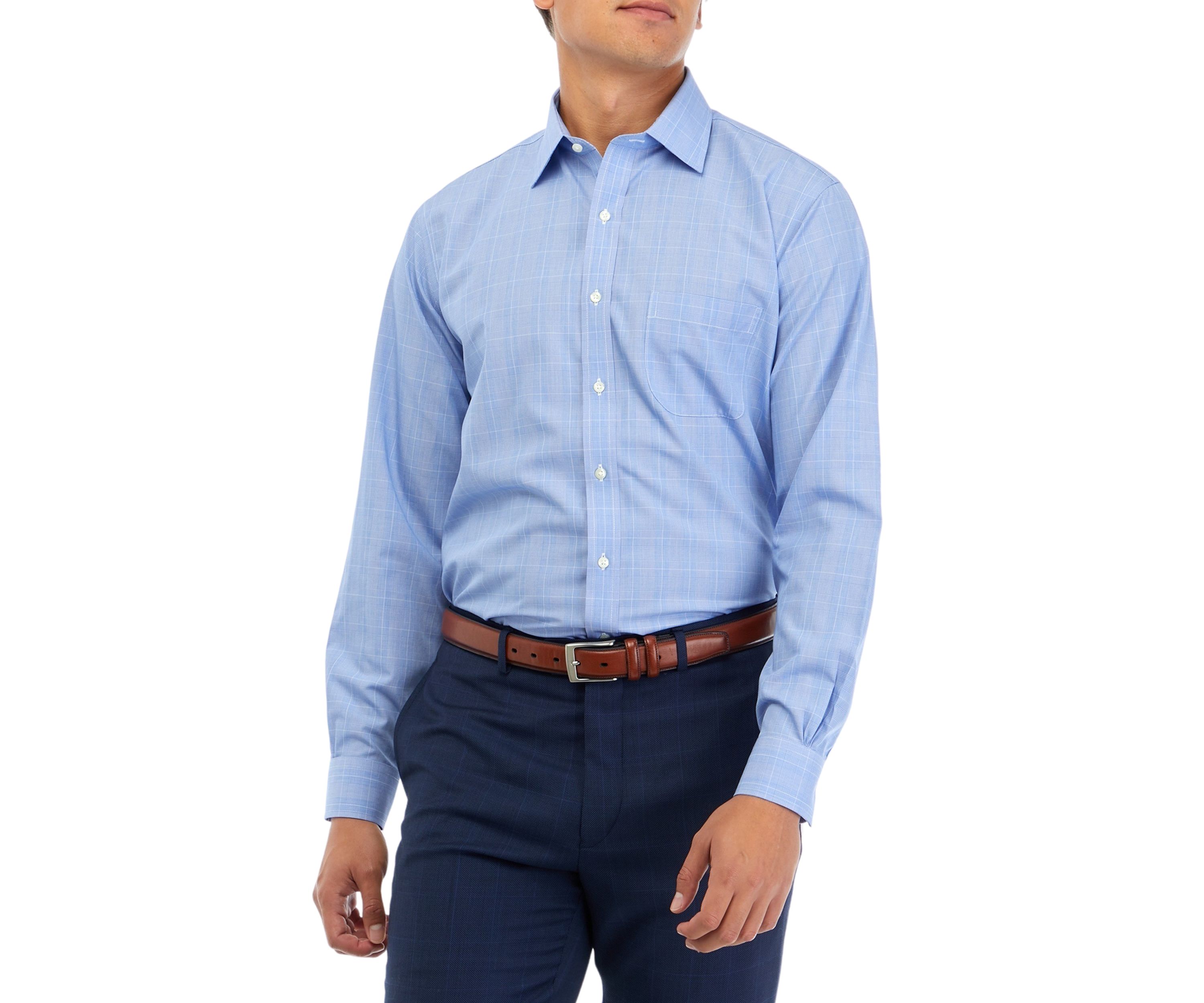 Mens Regular Fit Non Iron Check Dress Shirt
