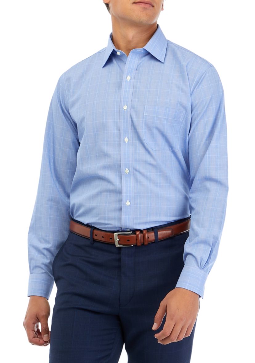 Mens Regular Fit Non Iron Check Dress Shirt
