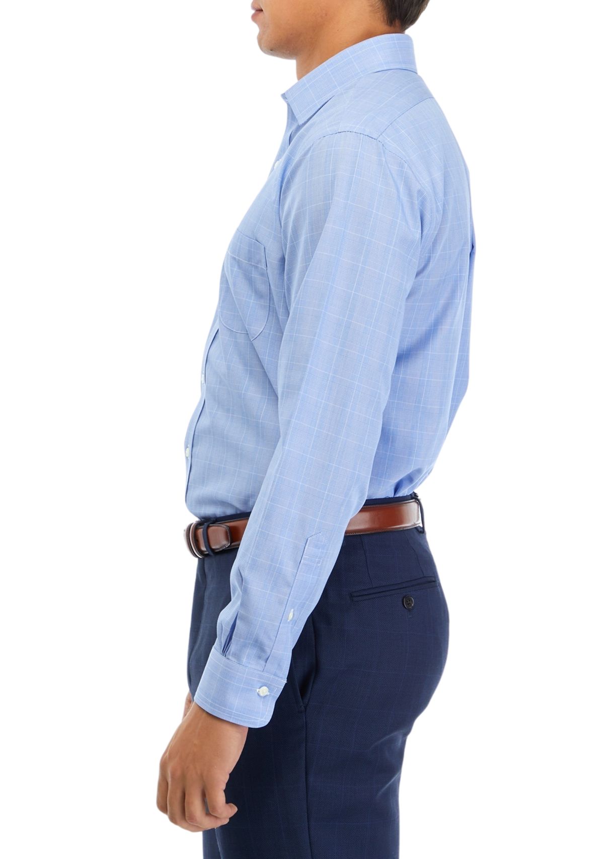 Mens Regular Fit Non Iron Check Dress Shirt