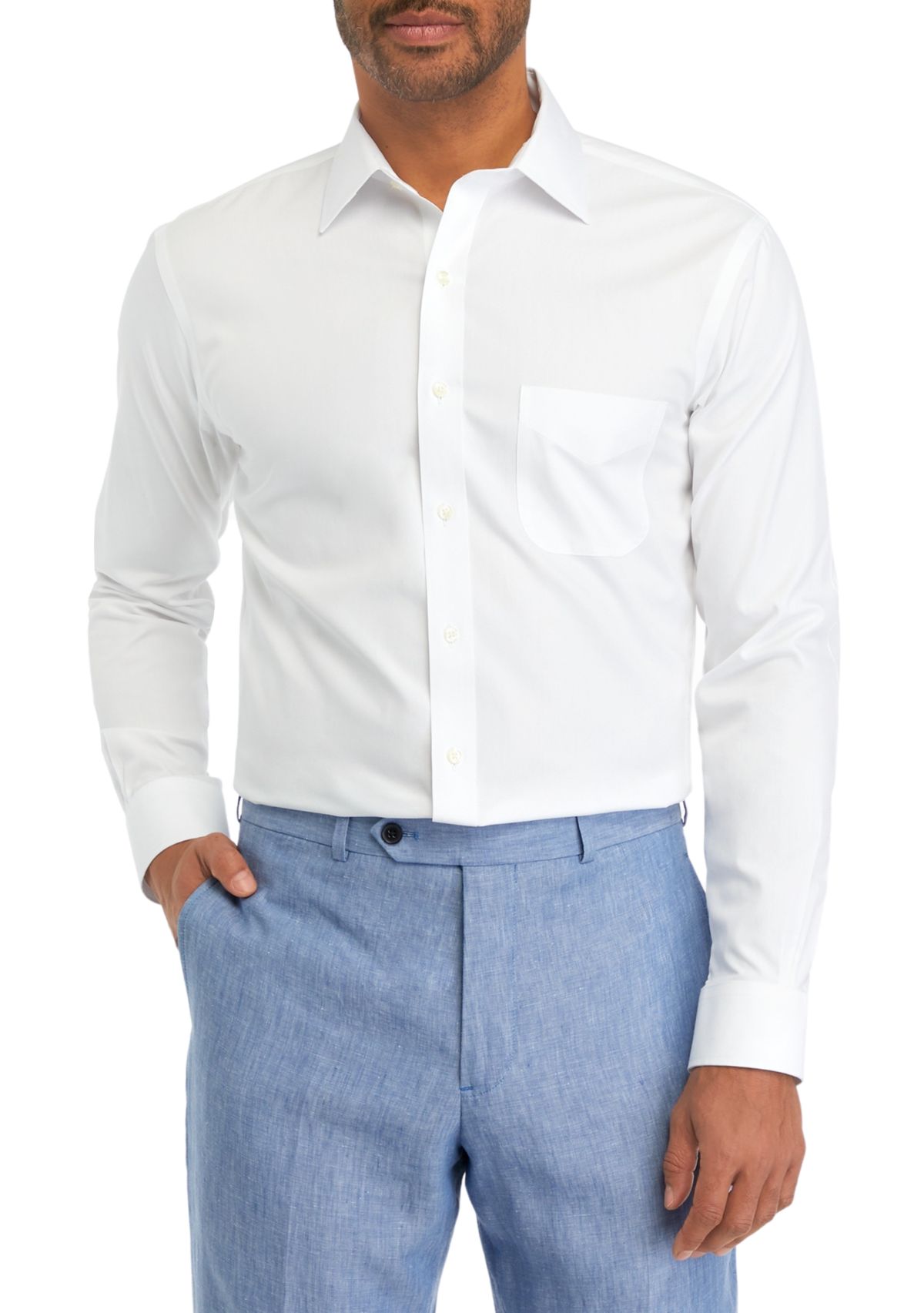 Mens Regular Fit Non Iron Solid Dress Shirt