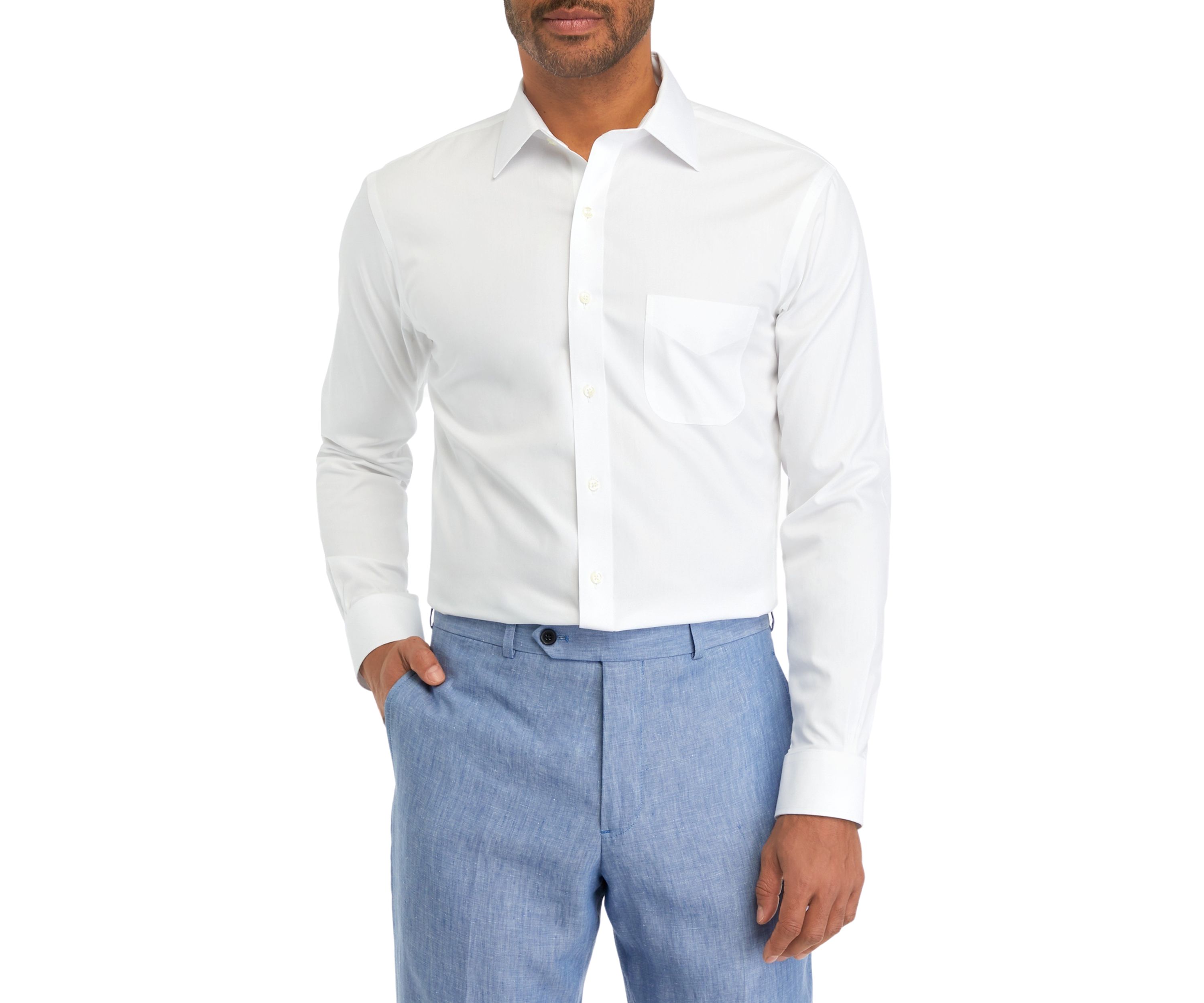 Mens Regular Fit Non Iron Solid Dress Shirt