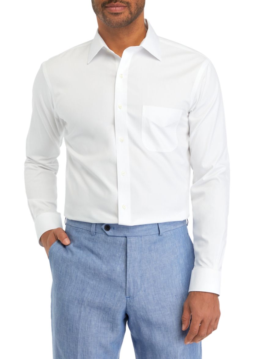 Mens Regular Fit Non Iron Solid Dress Shirt