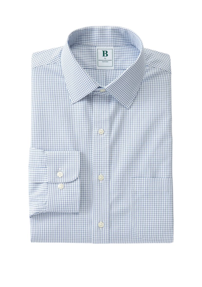 Mens Regular Fit Non Iron Glenn Plaid Dress Shirt 