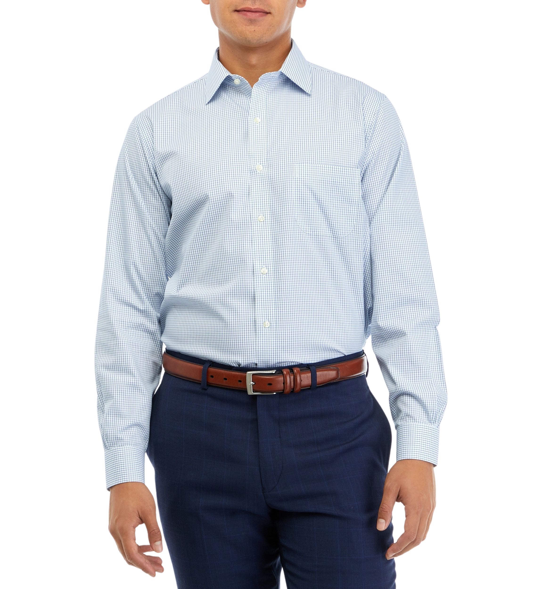 Mens Regular Fit Non Iron Glenn Plaid Dress Shirt 