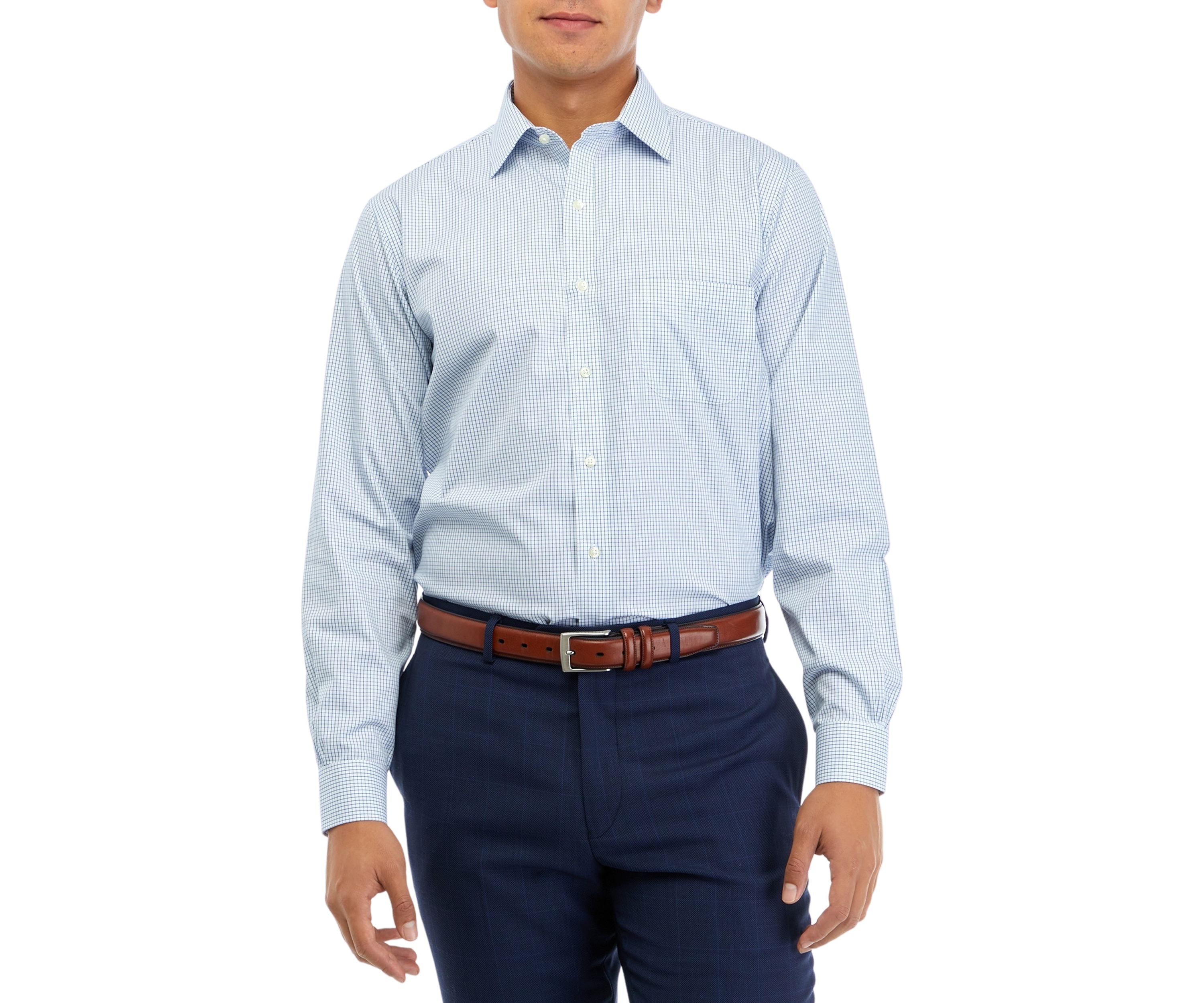 Mens Regular Fit Non Iron Glenn Plaid Dress Shirt 