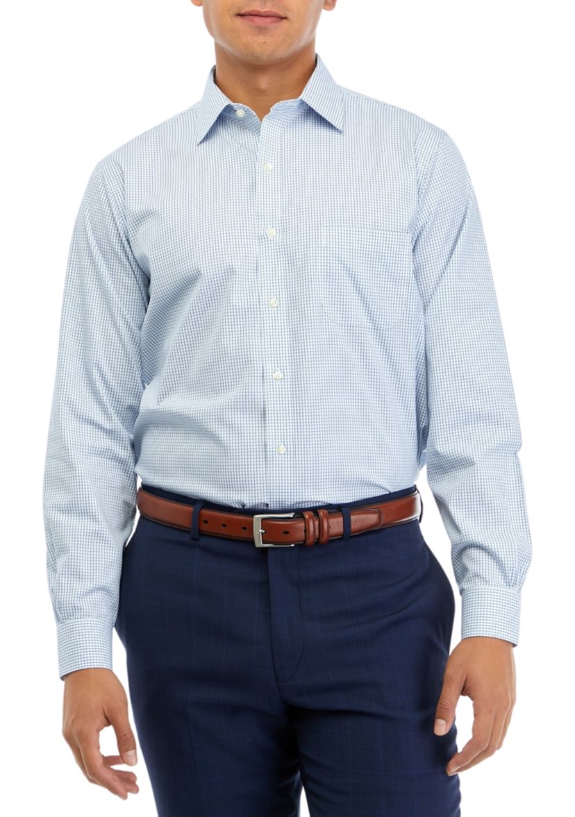Mens Regular Fit Non Iron Glenn Plaid Dress Shirt 