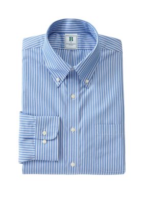 B by Brooks Brothers Men's Regular Fit Non-Iron Stripe Dress Shirt