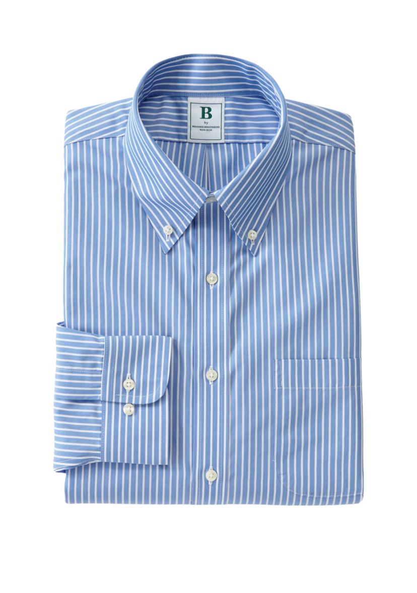 Mens Regular Fit Non-Iron Stripe Dress Shirt