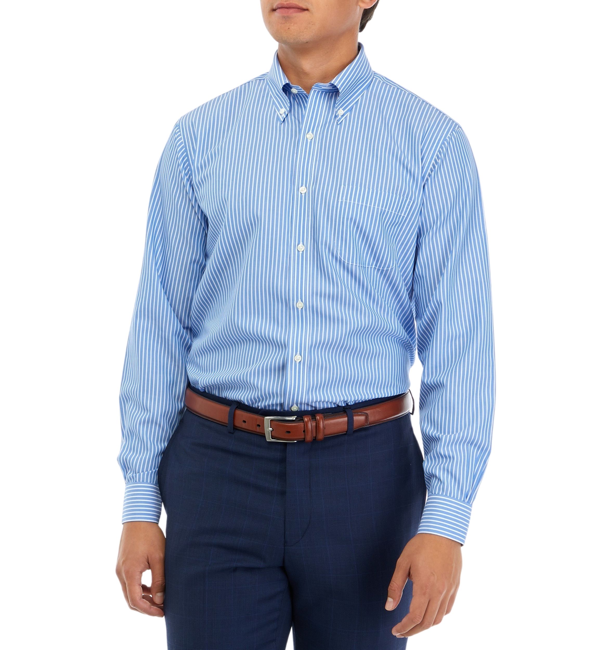 Mens Regular Fit Non-Iron Stripe Dress Shirt