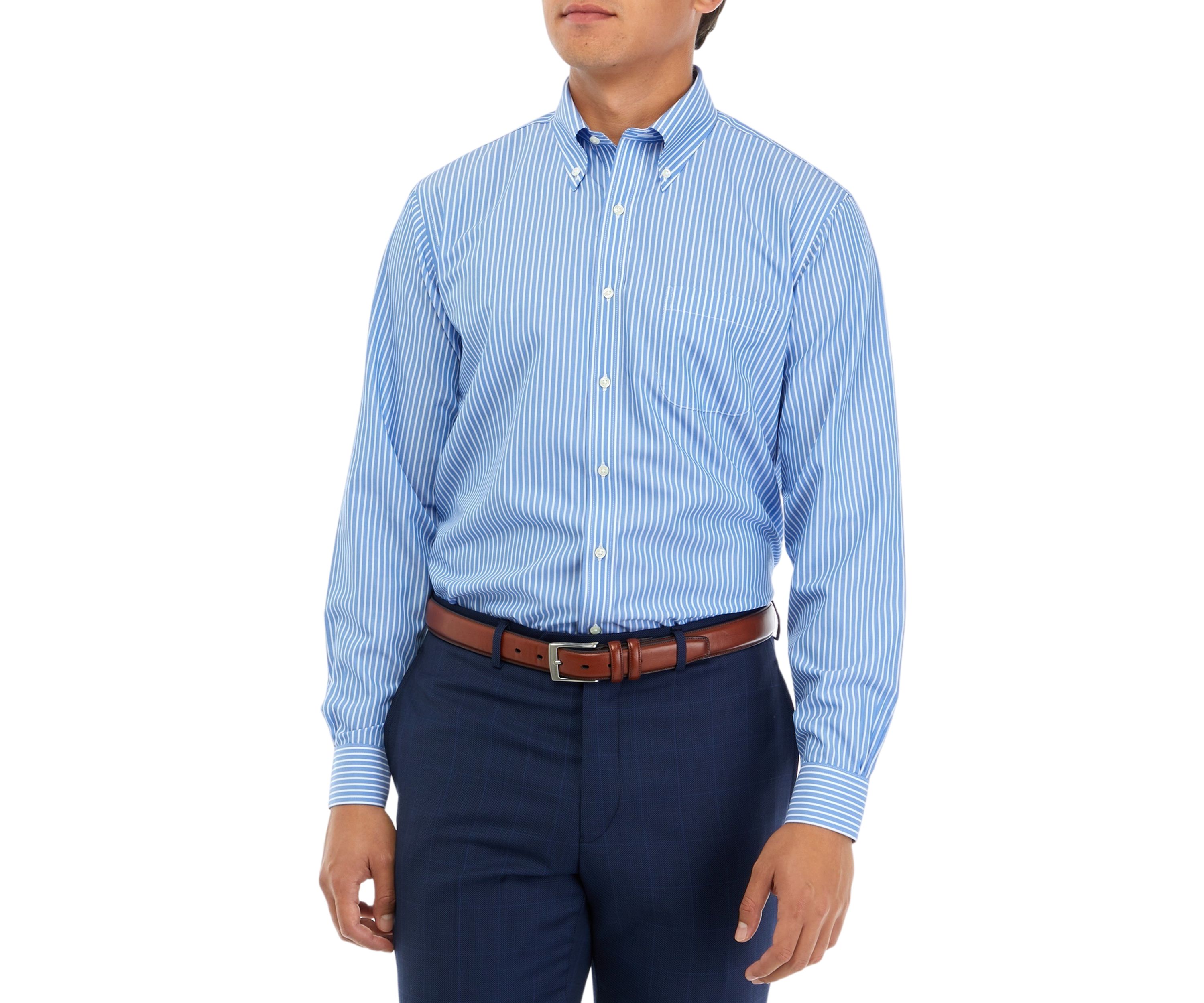 Mens Regular Fit Non-Iron Stripe Dress Shirt