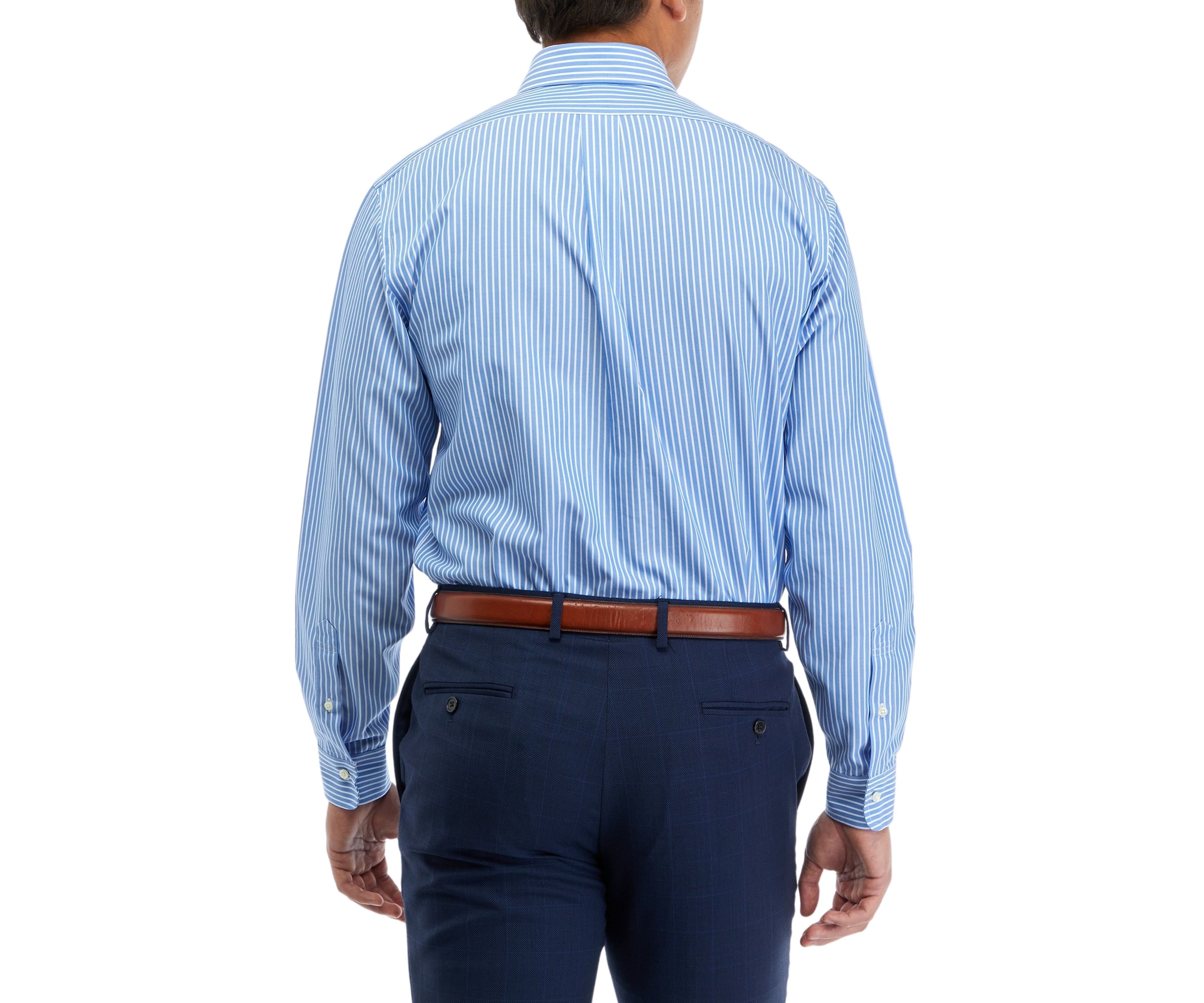 Mens Regular Fit Non-Iron Stripe Dress Shirt