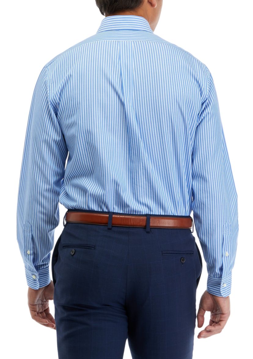 Mens Regular Fit Non-Iron Stripe Dress Shirt