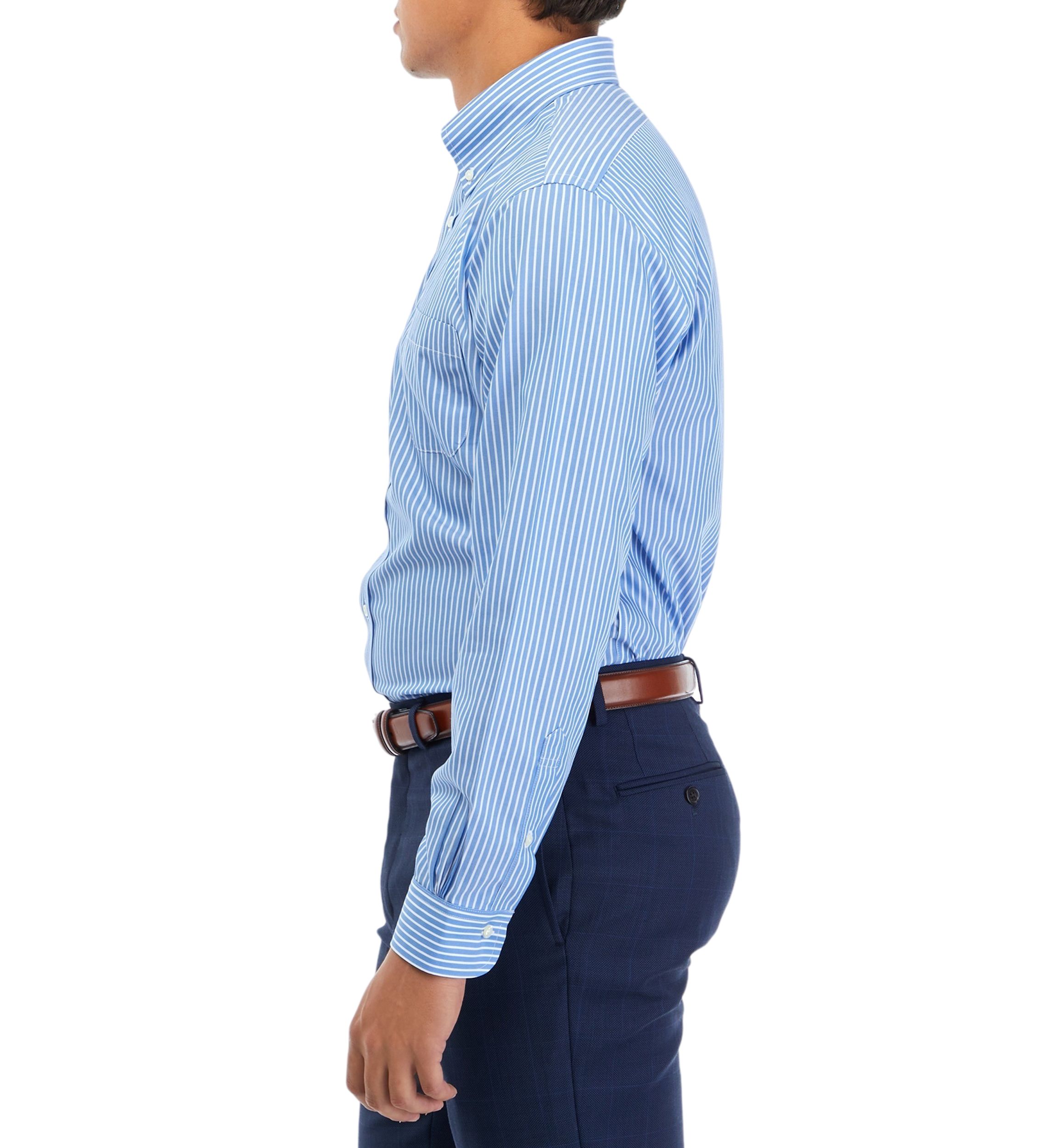 Mens Regular Fit Non-Iron Stripe Dress Shirt