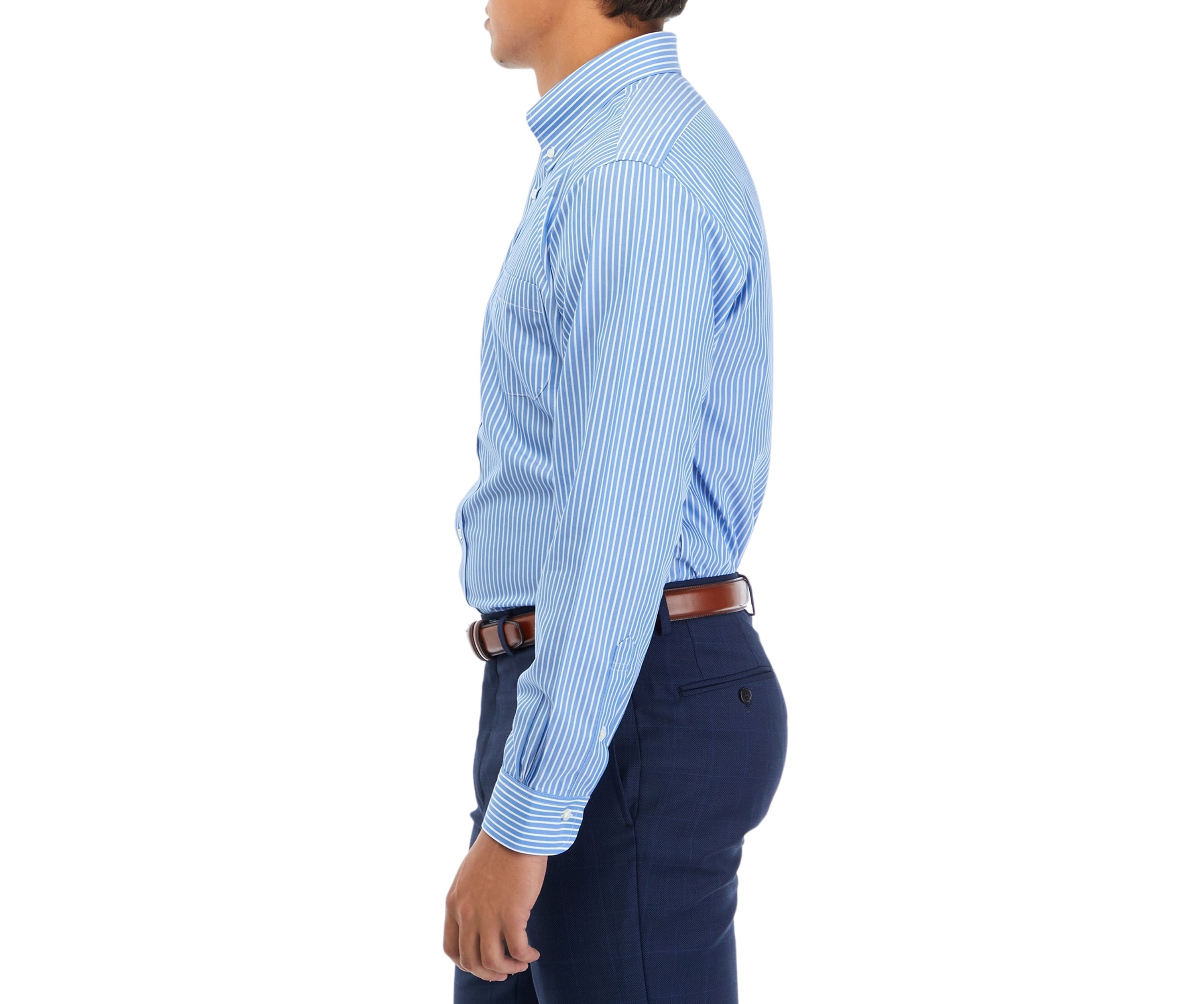 Mens Regular Fit Non-Iron Stripe Dress Shirt