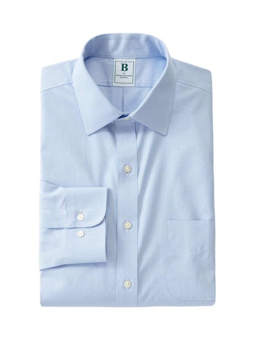 Mens Regular Fit Non-Iron Houndstooth Dress Shirt