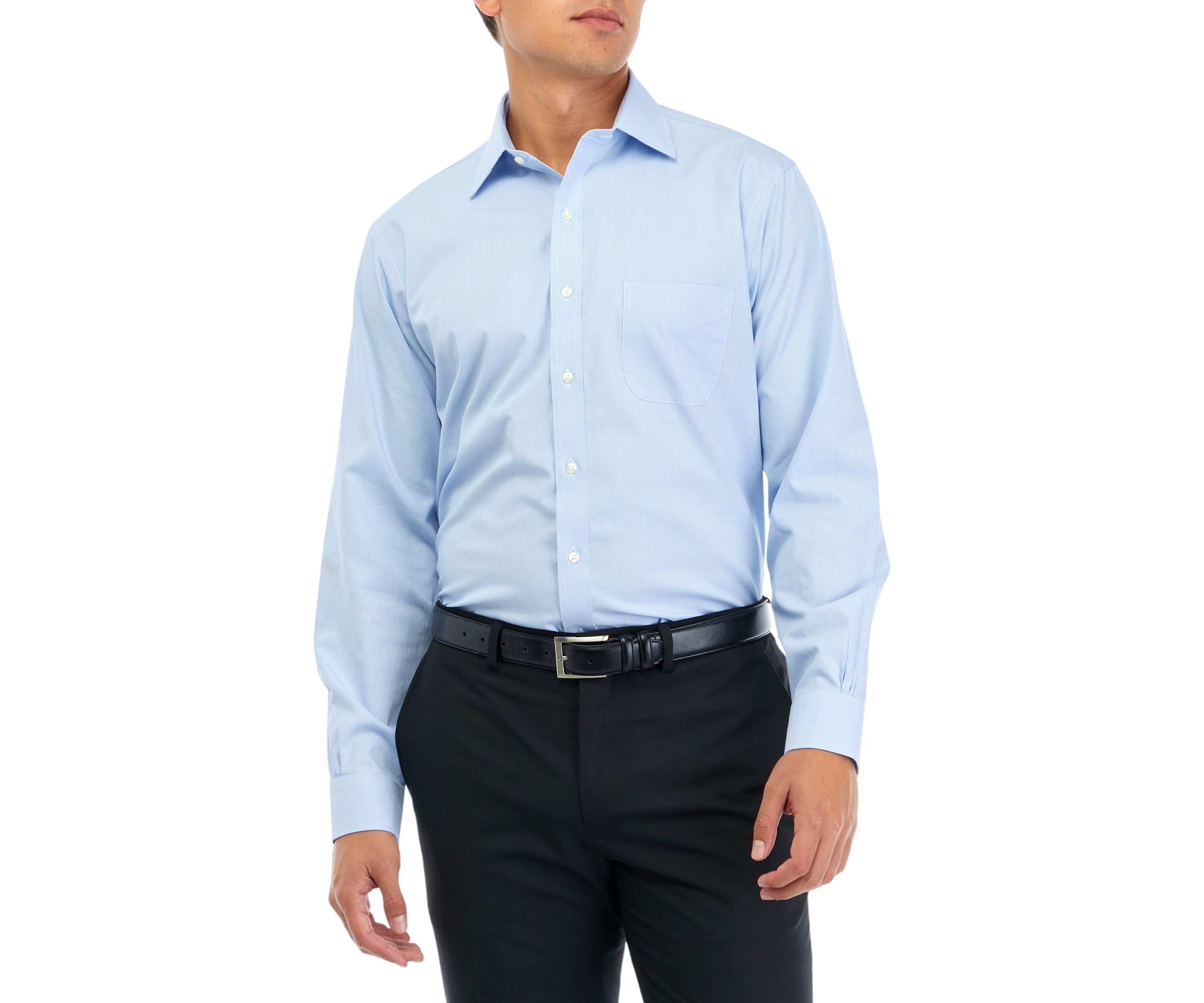 Mens Regular Fit Non-Iron Houndstooth Dress Shirt