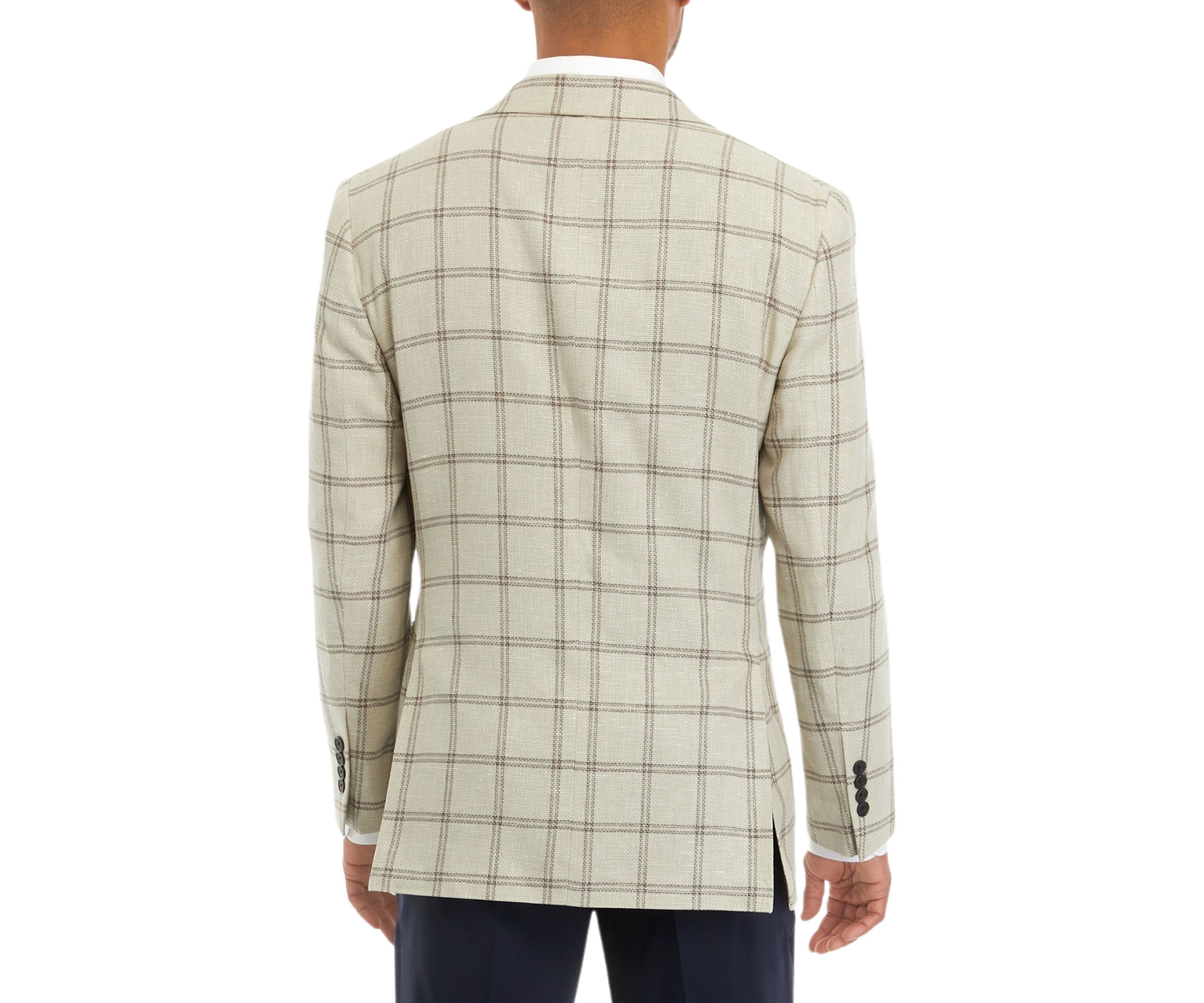 Windowpane Cotton Linen Classic Fit Sport Coat 