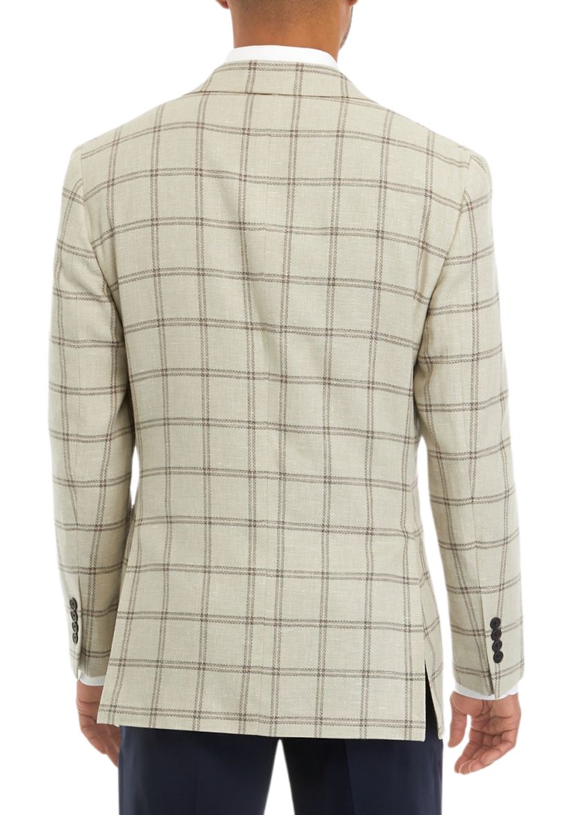 Windowpane Cotton Linen Classic Fit Sport Coat 