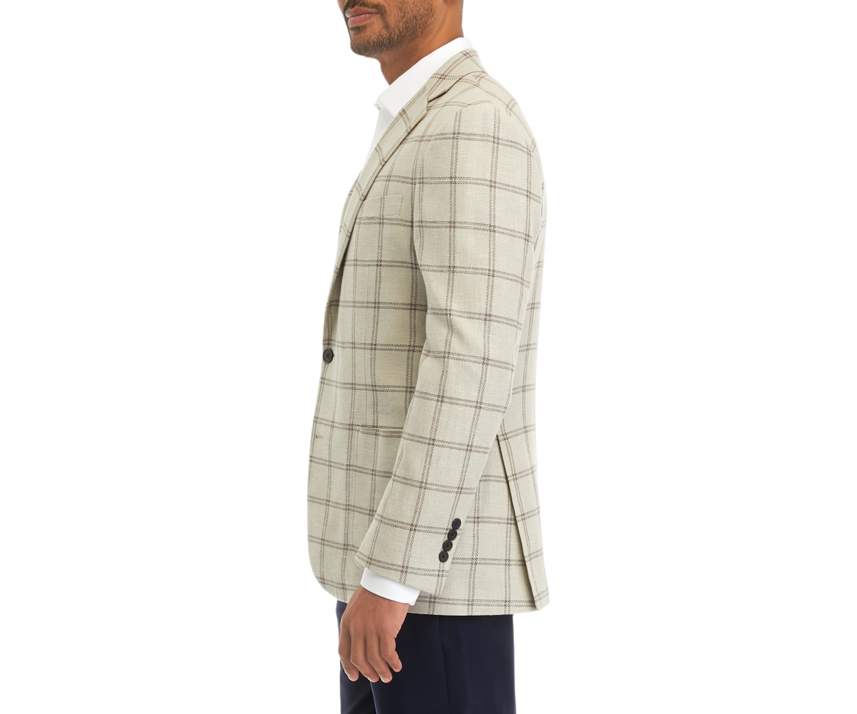 Windowpane Cotton Linen Classic Fit Sport Coat 
