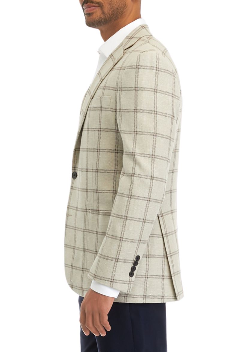Windowpane Cotton Linen Classic Fit Sport Coat 