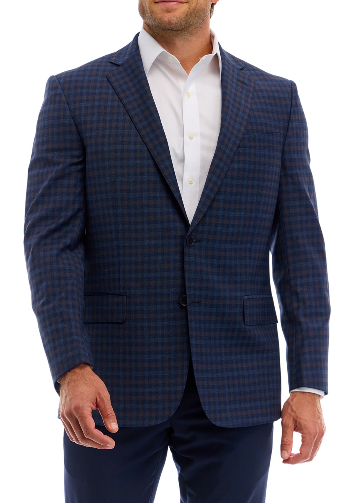 Mens Check Wool Stretch Classic Fit Sportcoat