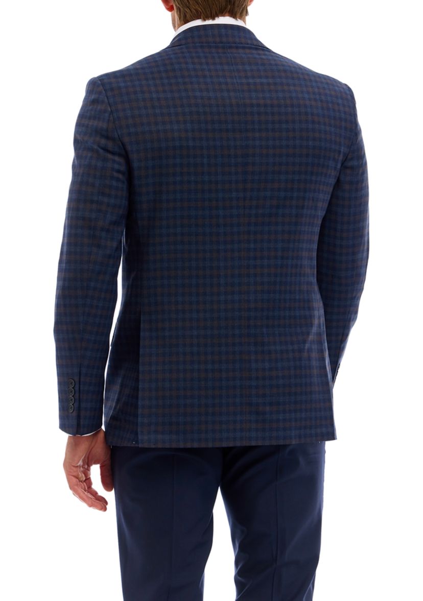 Mens Check Wool Stretch Classic Fit Sportcoat