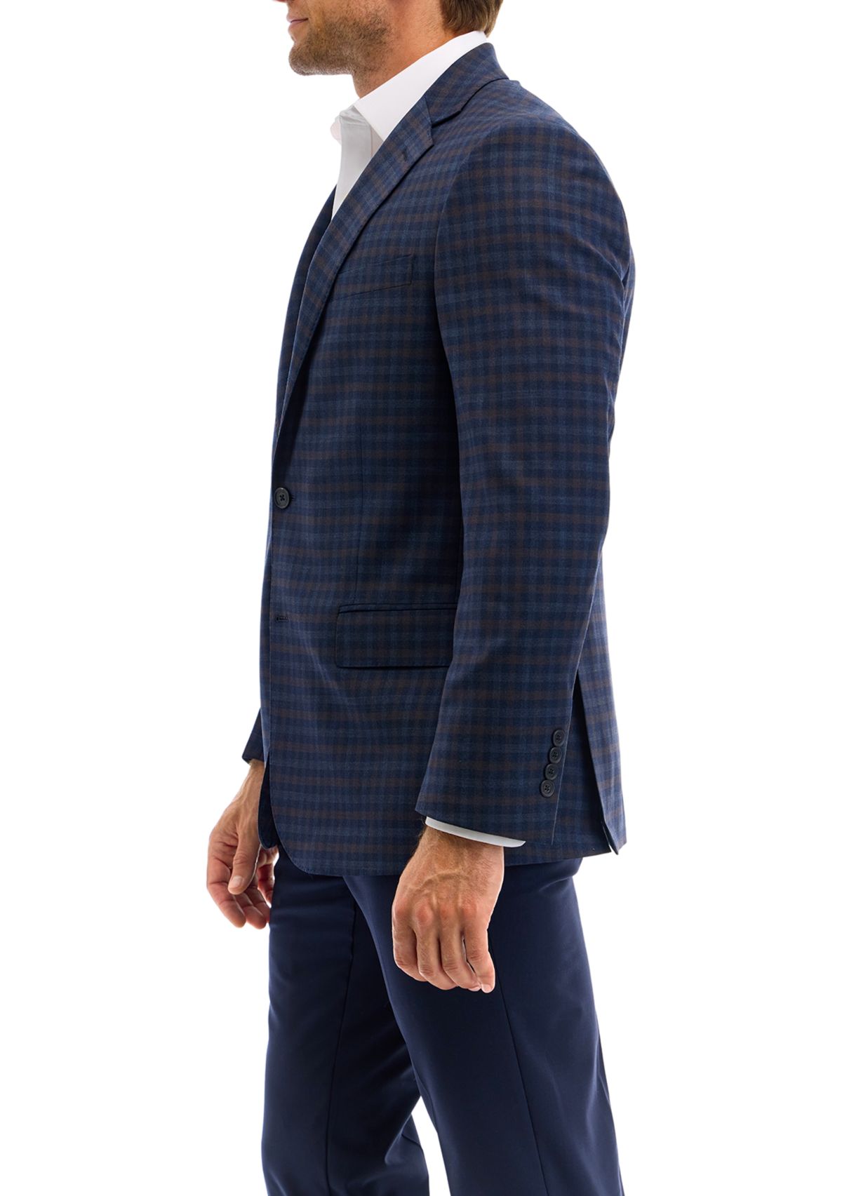 Mens Check Wool Stretch Classic Fit Sportcoat